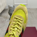 Women's Re-Motion Collection Yellow GG Nylon and Suede Sneakers |840291 AAEW3