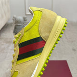 Women's Re-Motion Collection Yellow GG Nylon and Suede Sneakers |840291 AAEW3