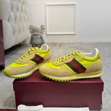 Women's Re-Motion Collection Yellow GG Nylon and Suede Sneakers |840291 AAEW3