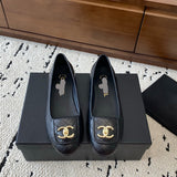 Women's Black Quilted Lambskin CC Logo Ballet Flats |G45047 X01000 94305