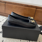 Women's Black Quilted Lambskin CC Logo Ballet Flats |G45047 X01000 94305