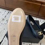 Women's Black Quilted Lambskin CC Logo Ballet Flats |G45047 X01000 94305