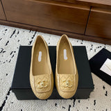 Women's Beige Lambskin Diamond-Quilted Flap Buckle CC Loafers |G36646 X01000 U5432