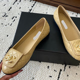 Women's Beige Lambskin Diamond-Quilted Flap Buckle CC Loafers |G36646 X01000 U5432