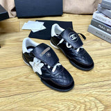 Women's Black and White Lambskin and Embossed Suede-Effect Lambskin Sneakers |G47125-B23719-U8238
