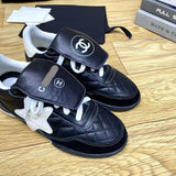 Women's Black and White Lambskin and Embossed Suede-Effect Lambskin Sneakers |G47125-B23719-U8238