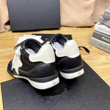Women's Black and White Lambskin and Embossed Suede-Effect Lambskin Sneakers |G47125-B23719-U8238