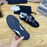 Women's Black and White Lambskin and Embossed Suede-Effect Lambskin Sneakers |G47125-B23719-U8238