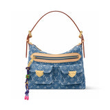 2026 Baggy Monogram Denim Tote Bag in Washed Blue Denim M27329