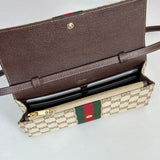 2026 Beige Canvas Horsebit Web Crossbody Wallet (Chain Bag)  867120 FAF88 9645