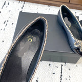 Women's Black Lambskin and Patent Calfskin Ballet Flats| G46663 B21588 94305