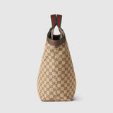 2026 Large Dark Brown GG Canvas Tote Bag with Interwoven Double G Motif 853971 FAFFP 2547