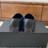 Women's Black Lambskin Loafers/Moccasins (with Gold Metal Chain and Pendant) |G46692 X01000 94305