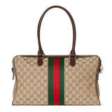 2026 Large Brown GG Canvas Boston Bag 866734 FAFV9 9653