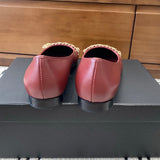 Women's Burgundy Patent Leather Chain-Detail Ballet Flats| G32955 X01000 0G147
