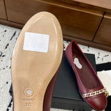 Women's Burgundy Patent Leather Chain-Detail Ballet Flats| G32955 X01000 0G147