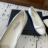Women's White Patent Leather CC Chain Loafers |G38147 X56161 10601