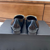 Women's Black Patent Leather Loafers/Pumps with Chain Detail G31149
