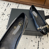 Women's Black Patent Leather Loafers/Pumps with Chain Detail G31149