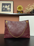 2026 Spring/Summer Collection Leather Shopping Bag/Tote Bag in Burgundy Lambskin AS6241 B24030 U7793