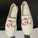 Women's Off-White Canvas Floral Embroidered Double C Canvas Fisherman Shoes |G47099 B23449 U7423