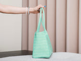 2026 Small Shopping Bag in Mint Green Crocodile-Embossed Calfskin AS6243 B24144 U8385