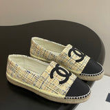 Women's Yellow Tweed Double C Logo Boat Shoes G29762
