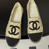 Women's Yellow Tweed Double C Logo Boat Shoes G29762