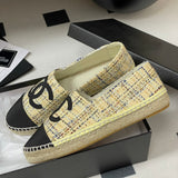 Women's Yellow Tweed Double C Logo Boat Shoes G29762