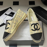 Women's Yellow Tweed Double C Logo Boat Shoes G29762