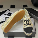 Women's Yellow Tweed Double C Logo Boat Shoes G29762