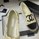 Women's Yellow Tweed Double C Logo Boat Shoes G29762