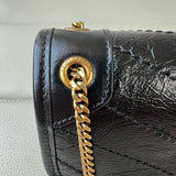2026 Niki Mini Chain Bag in Black Vintage Waxed Leather 8460870EN071000