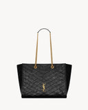 2026 Medium Niki Tote Bag, Black Distressed Vintage Cowhide Leather 8711510EN071000
