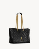 2026 Medium Niki Tote Bag, Black Distressed Vintage Cowhide Leather 8711510EN071000