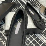 Women's Classic Ballet Flats with Sequins on Black Tweed or Mesh Fabric |G02819