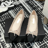 Women's Color-Blocked Ballet Flats Pink Sequined Tweed G02819
