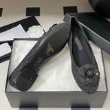 Women's Camellia Quilted Tweed Ballet Flats in Dark Grey Tweed| G39400