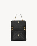 2026 Niki Medium Chain Shoulder Bag in Black Vintage Leather 6331840EN071000