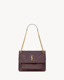2026 Niki Medium Burgundy Vintage Leather Shoulder Bag 633184 0EN07 6195