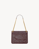 2026 Niki Medium Burgundy Vintage Leather Shoulder Bag 633184 0EN07 6195