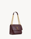 2026 Niki Medium Burgundy Vintage Leather Shoulder Bag 633184 0EN07 6195