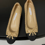 Women's Beige Lambskin Chain Bow Mid-Heel Pumps G46663