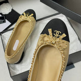 Women's Beige Lambskin Chain Bow Mid-Heel Pumps G46663