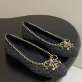 Women's Ballet Flats in Black Sheepskin and Patent Calfskin |G46663