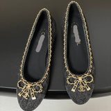 Women's Ballet Flats in Black Sheepskin and Patent Calfskin |G46663