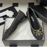 Women's Ballet Flats in Black Sheepskin and Patent Calfskin |G46663