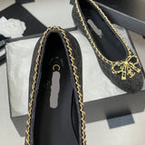 Women's Ballet Flats in Black Sheepskin and Patent Calfskin |G46663