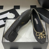 Women's Ballet Flats in Black Sheepskin and Patent Calfskin |G46663