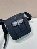 2026 Black Mini Canvas and Leather Bucket Bag 1BE106_2G6S_F0002_V_OOO